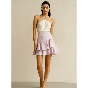 Rebecca Taylor Lilac Ruffled Tiered Drop Waist Mini Preppy Academia Skirt Sz 0